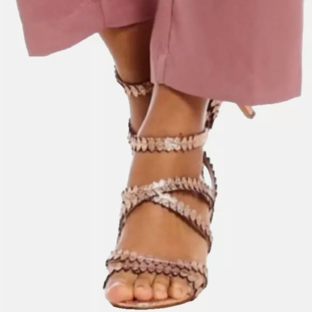 Vince Camuto Rose Gold Strappy Heeled Sandal, Women's Size 7.5